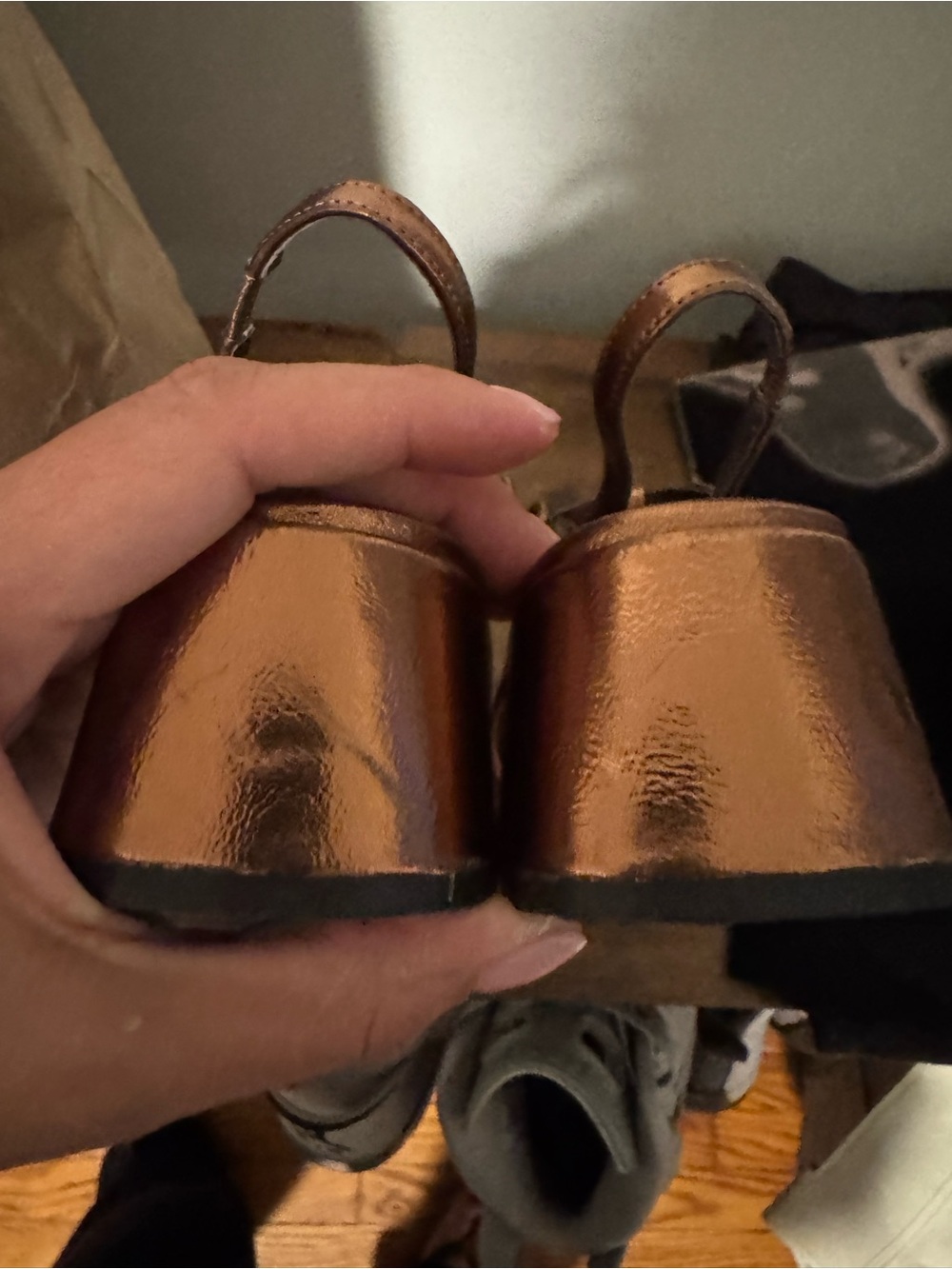 Jeffrey Campbell Metallic Copper Slingback Block Heel Pumps 8.5 - Picture 6 of 6